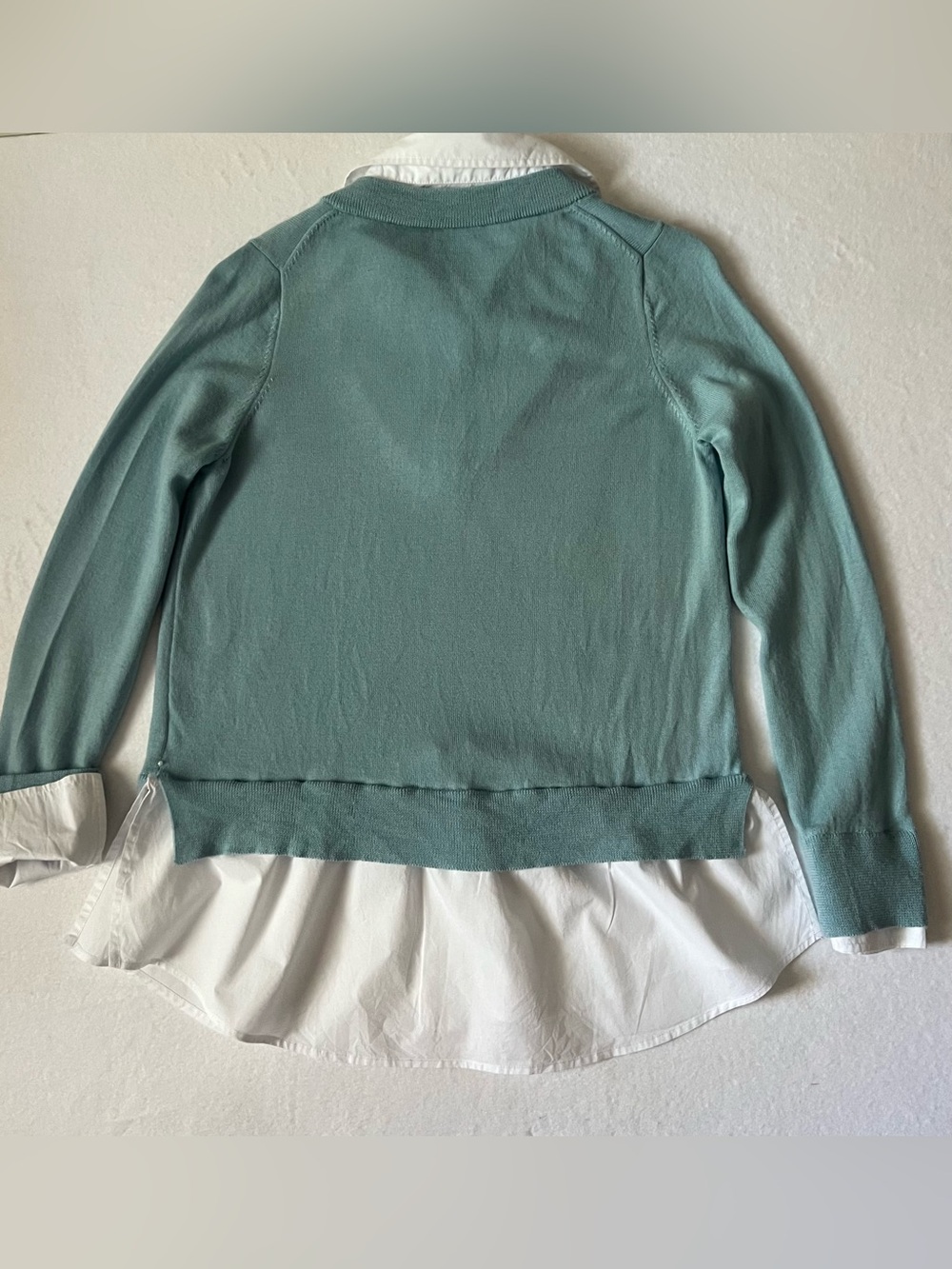 Pearl By Lela Rose 2-in-1 Layered Merino Wool Sweater Size M, Lt.. Turq., EUC - Picture 11 of 16